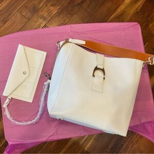 Dooney & Bourke White and Tan Shoulder Bag Collection